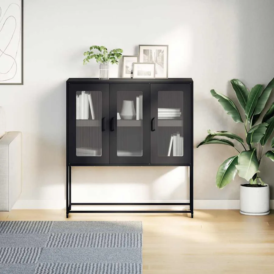 Buffet anthracite 100,5x39x107 cm acier laminé à froid - 3