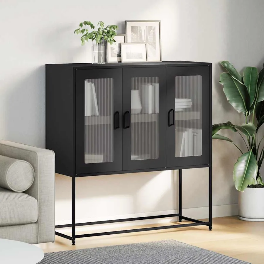 Buffet anthracite 100,5x39x107 cm acier laminé à froid - 4