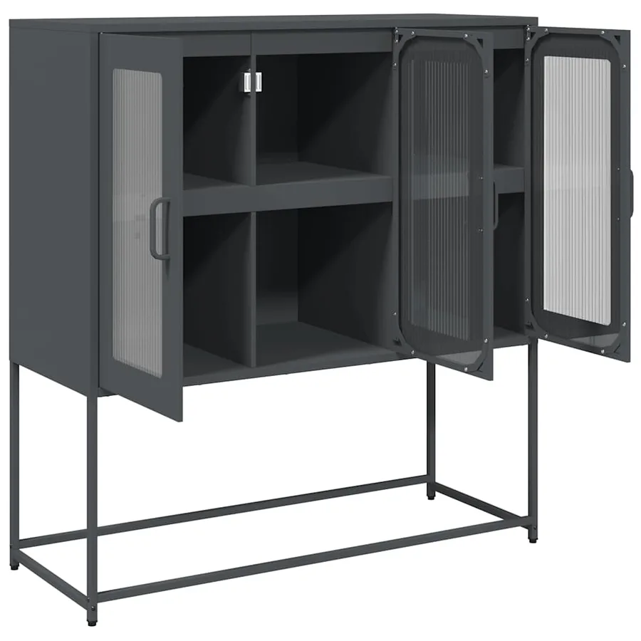 Buffet anthracite 100,5x39x107 cm acier laminé à froid - 6