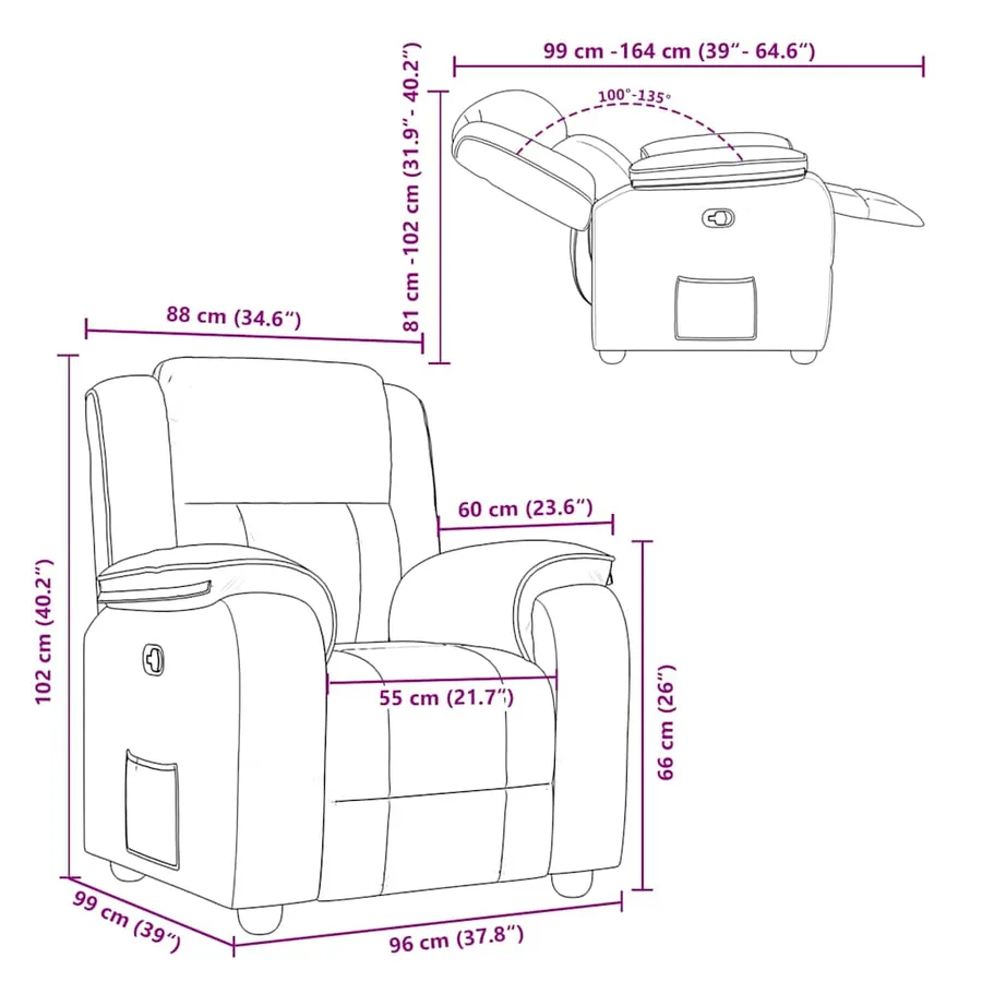 Fauteuil inclinable Vert foncé Tissu - 12