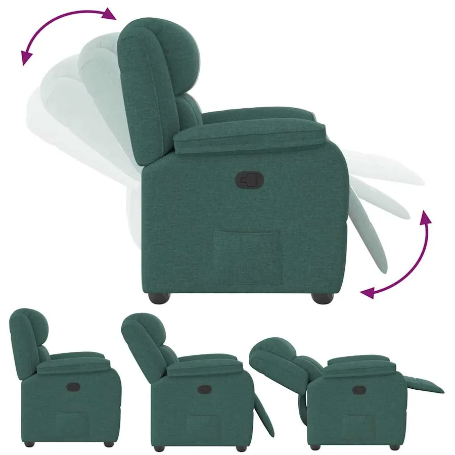 Fauteuil inclinable Vert foncé Tissu - 6