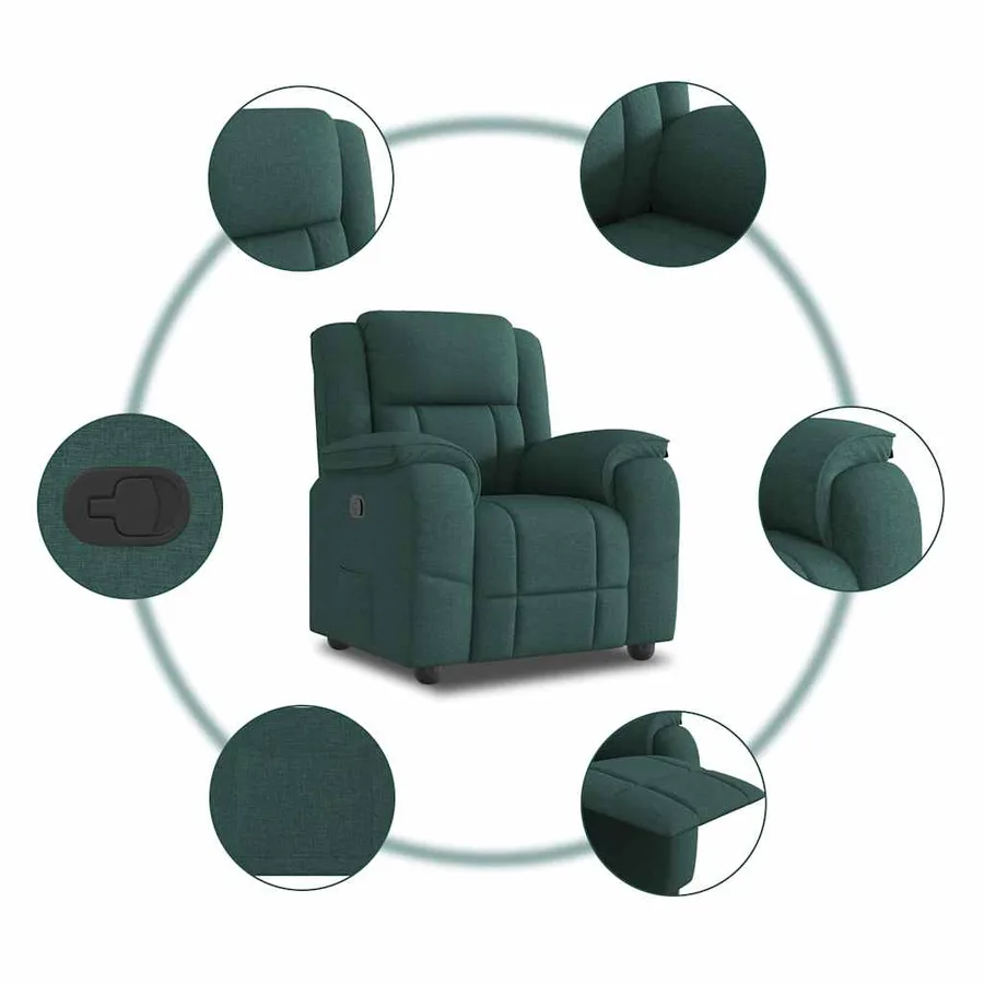 Fauteuil inclinable Vert foncé Tissu - 7