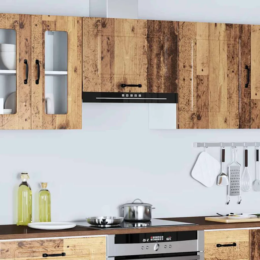 Armoire murale de cuisine Kalmar vieux bois bois d'ingénierie - 4