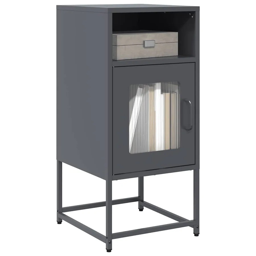 Table de chevet anthracite 36x39x78 cm acier laminé à froid