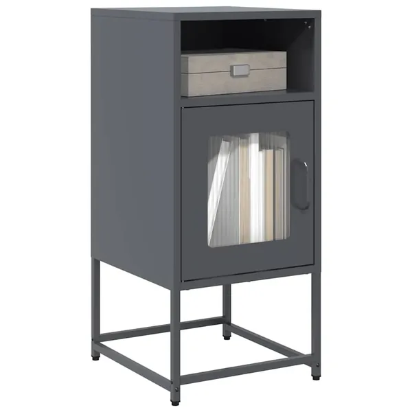 Table de chevet anthracite 36x39x78 cm acier laminé à froid