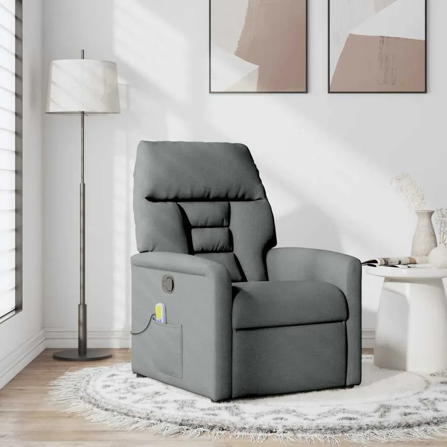 Fauteuil inclinable de massage en tissu gris foncé - 2