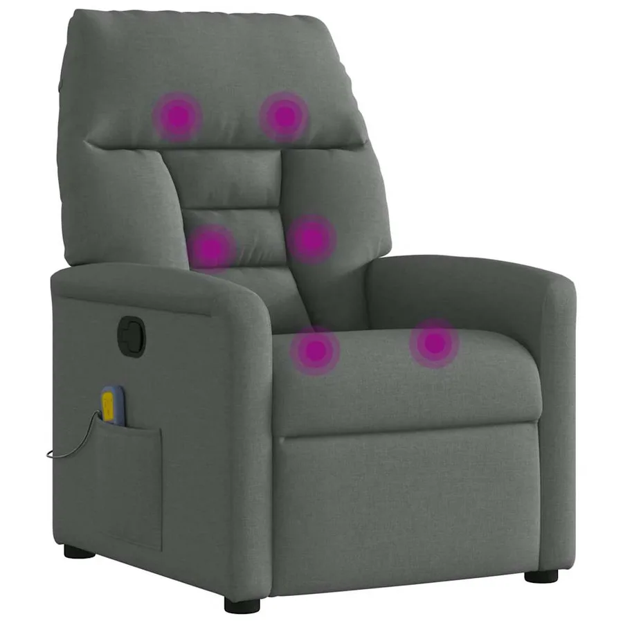 Fauteuil inclinable de massage en tissu gris foncé - 7