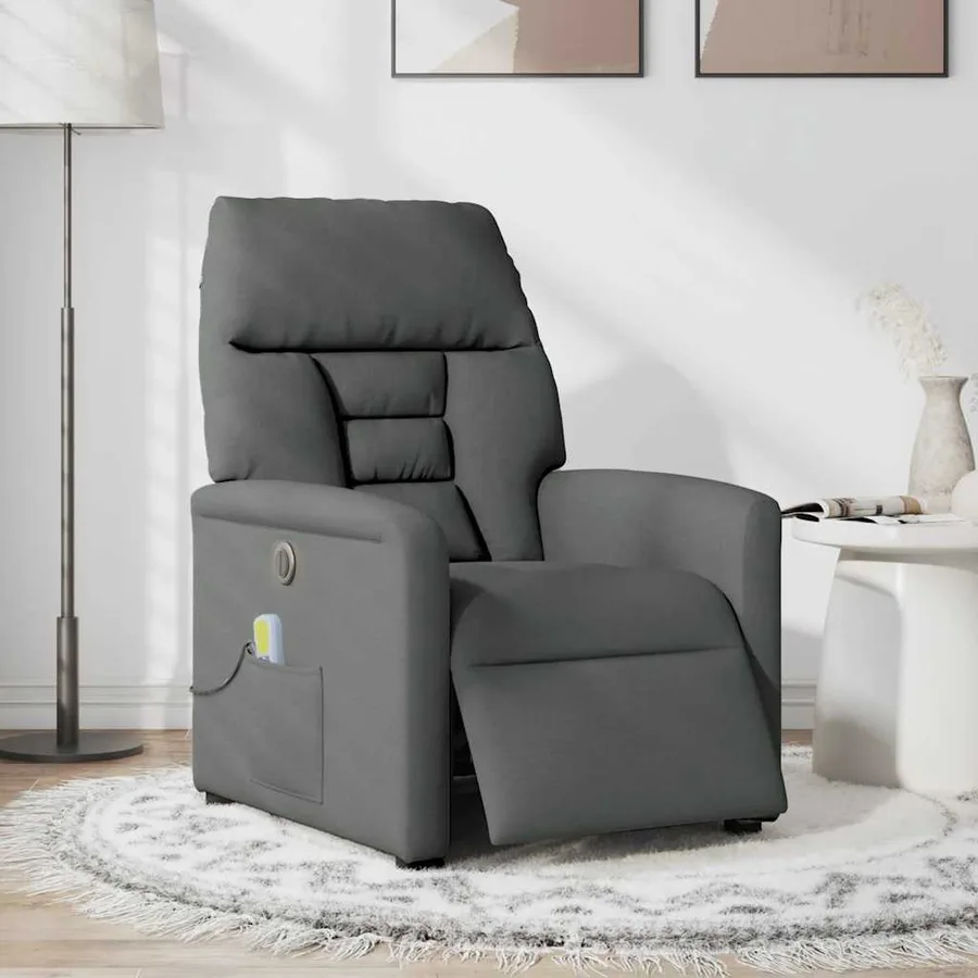 Fauteuil inclinable de massage électrique gris foncé tissu - 2