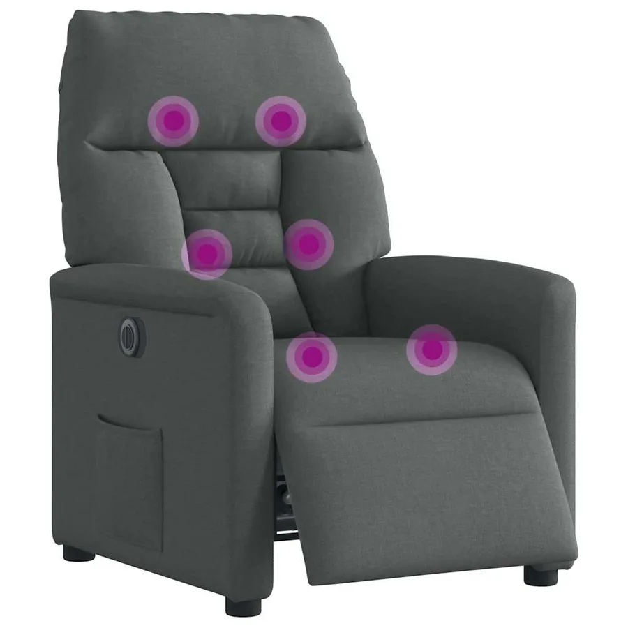 Fauteuil inclinable de massage électrique gris foncé tissu - 3