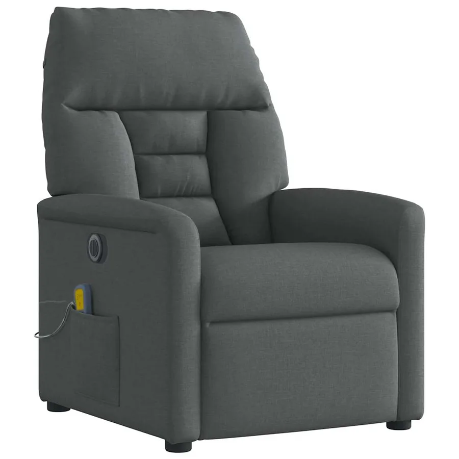 Fauteuil inclinable de massage électrique gris foncé tissu - 4