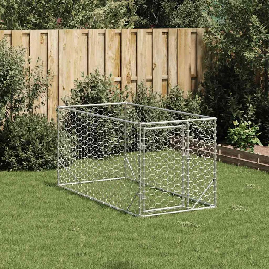 Niche d'extérieur pour chien avec porte, 2 x 1 x 1 m, acier galvanisé - 2