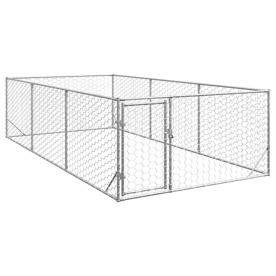 Niche d'extérieur pour chien avec porte, 2 x 4 x 1 m, acier galvanisé