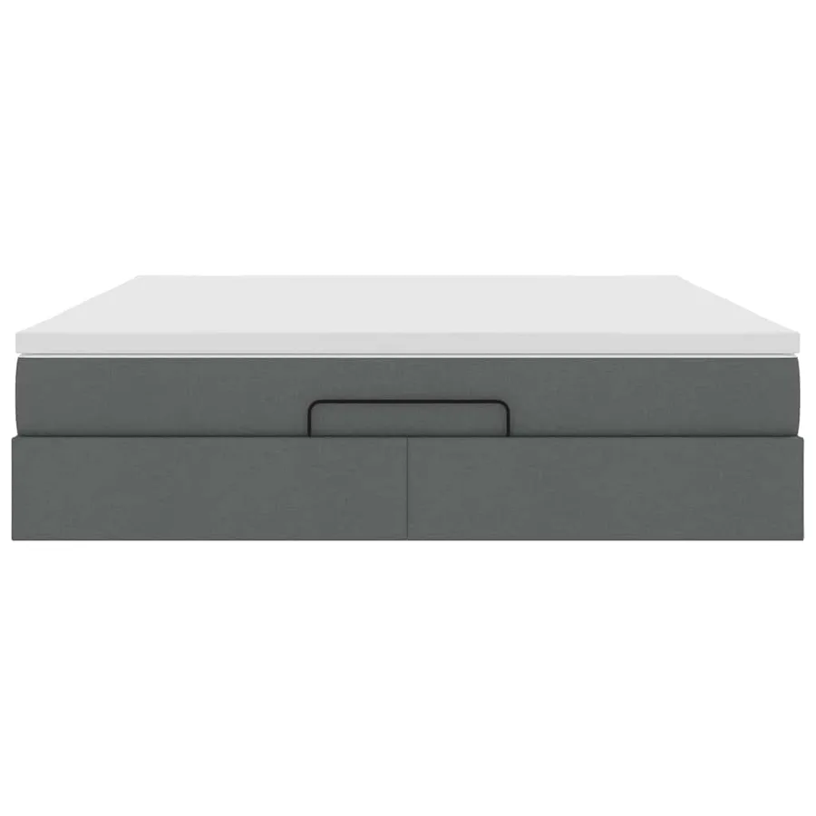 Cadre de lit ottoman avec matelas gris foncé 160x200cm tissu - 7