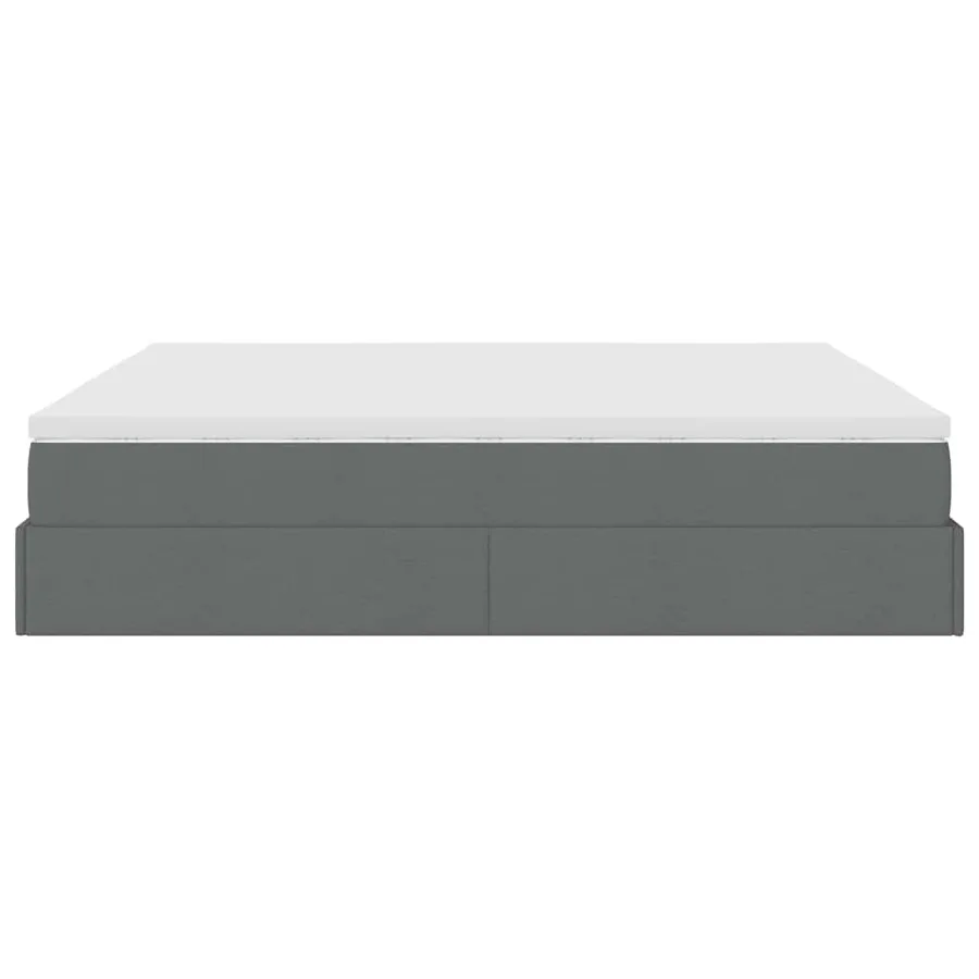 Cadre de lit ottoman avec matelas gris foncé 160x200cm tissu - 9