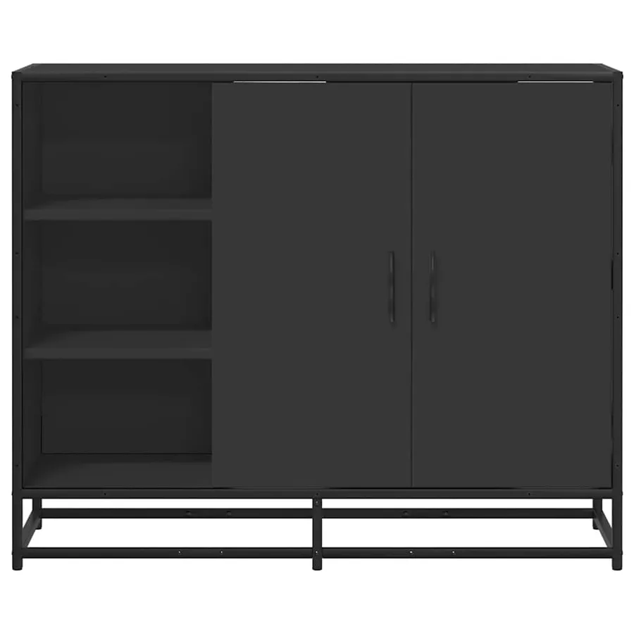 Buffet noir 92x35x76 cm bois d’ingénierie - 4