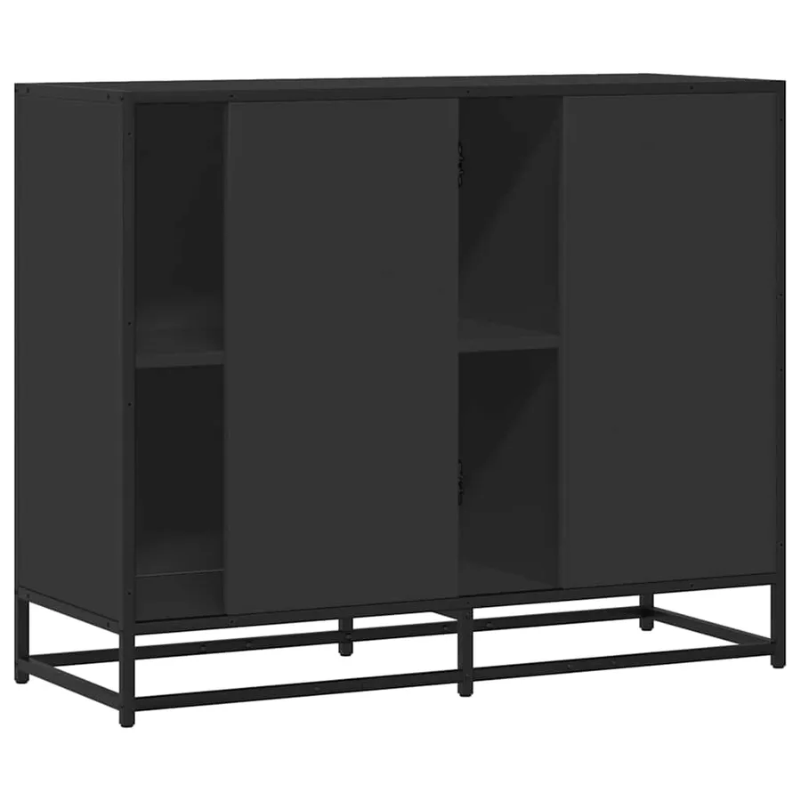 Buffet noir 92x35x76 cm bois d’ingénierie - 6