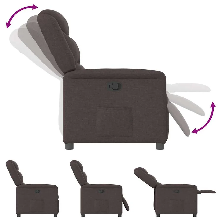 Fauteuil inclinable Marron foncé Tissu - 6