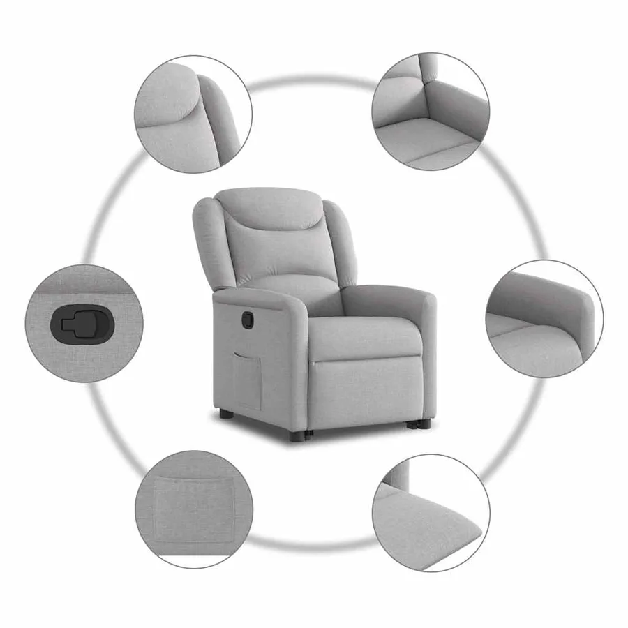 Fauteuil inclinable gris nuage tissu - 10