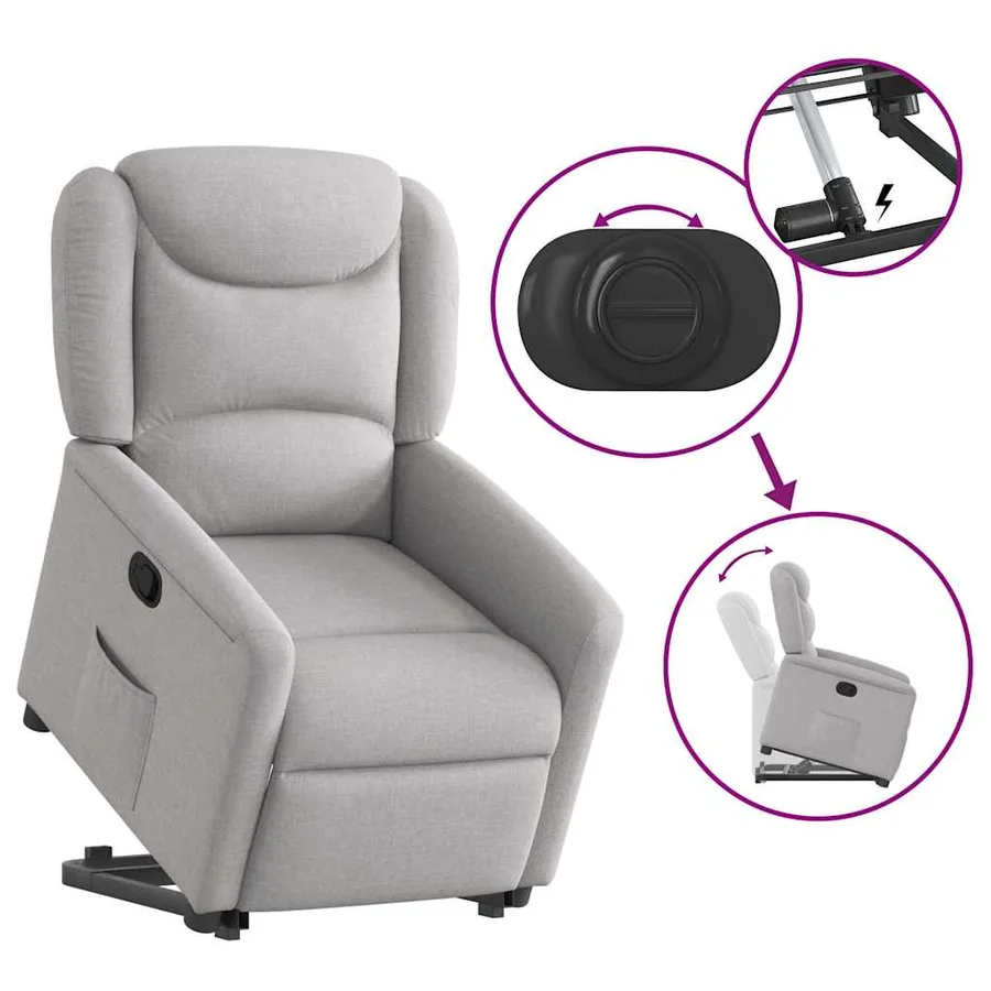 Fauteuil inclinable gris nuage tissu - 8