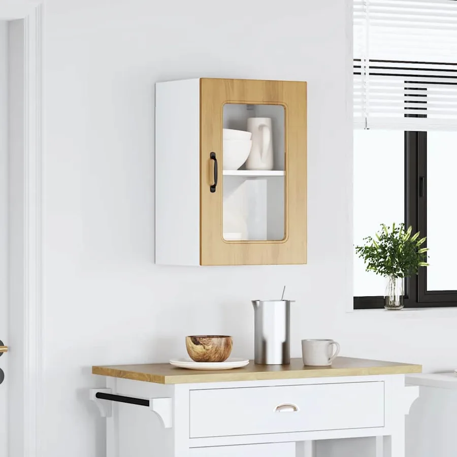 Armoire murale de cuisine avec porte vitrée "Kalmar" Chêne artisanal Bois d'ingénierie - 3