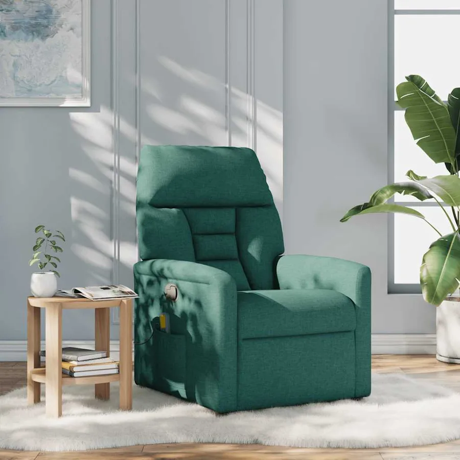 Fauteuil de massage inclinable Vert foncé Tissu - 2