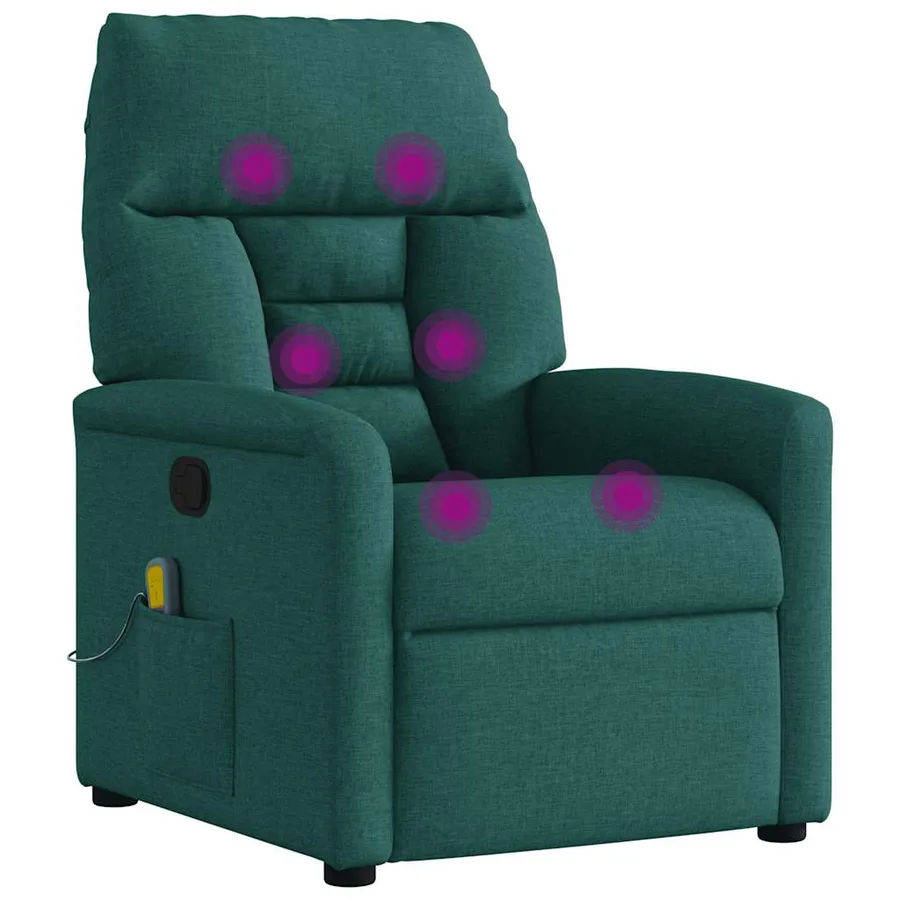 Fauteuil de massage inclinable Vert foncé Tissu - 7