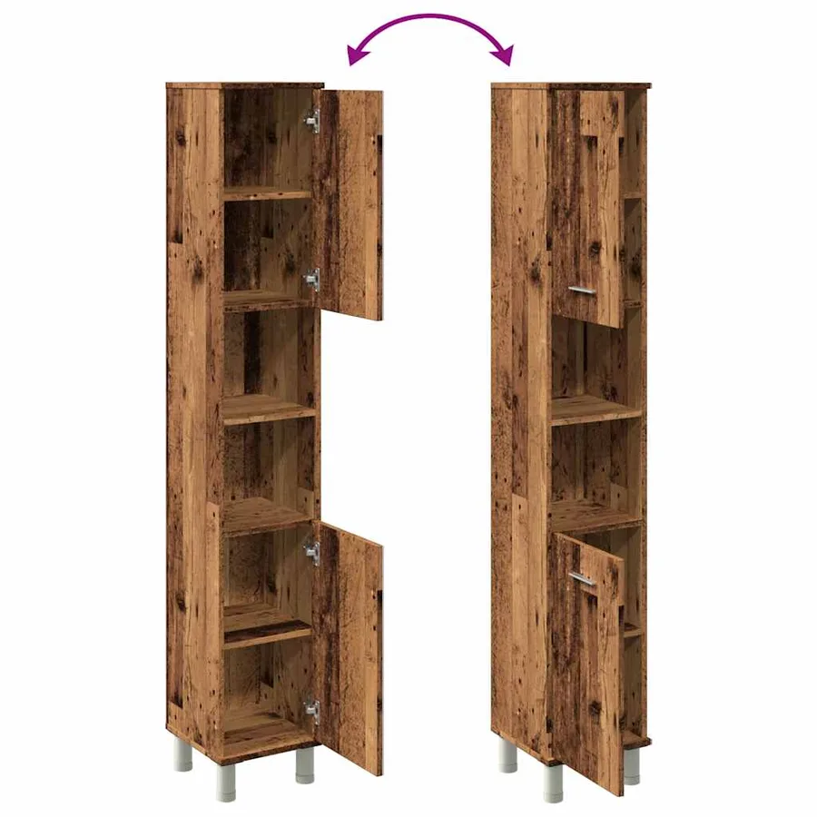 Armoire de salle de bain vieux bois 30x30x179cm bois ingénierie - 8