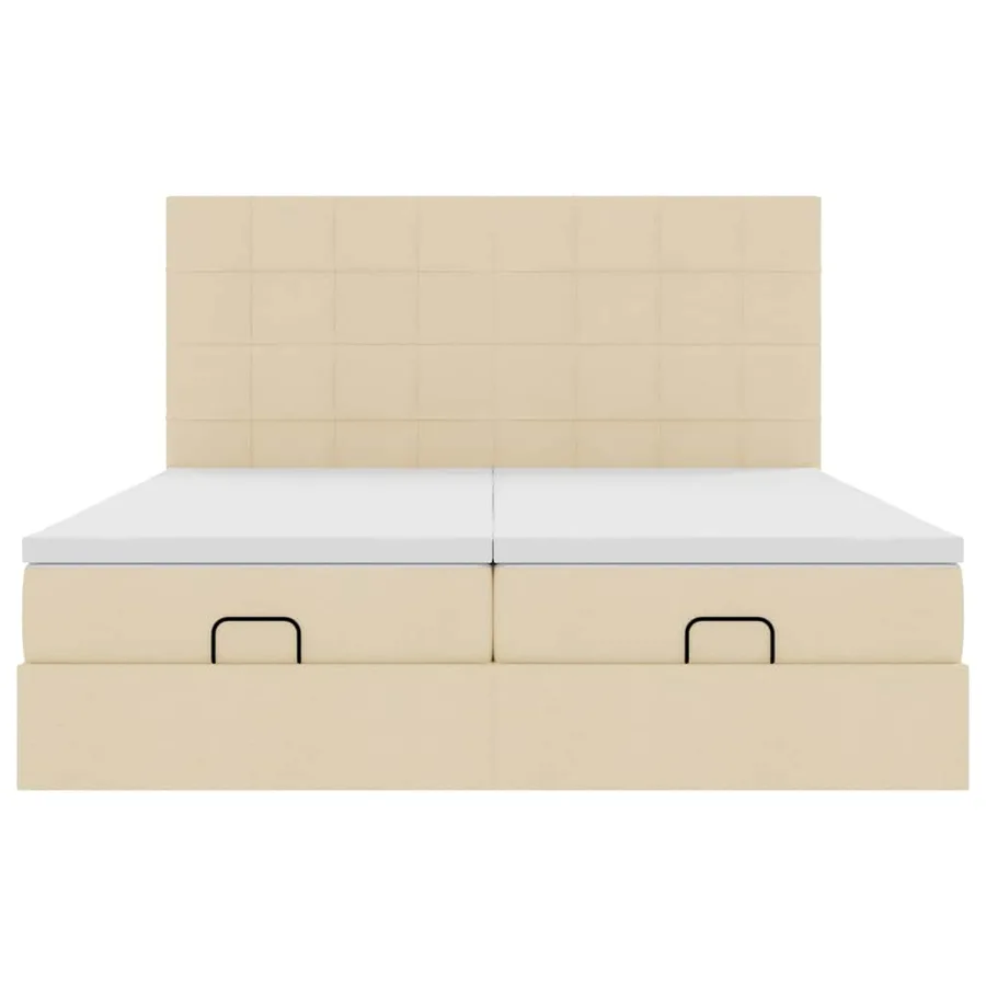 Cadre de lit ottoman avec matelas crème 180x200 cm tissu - 7