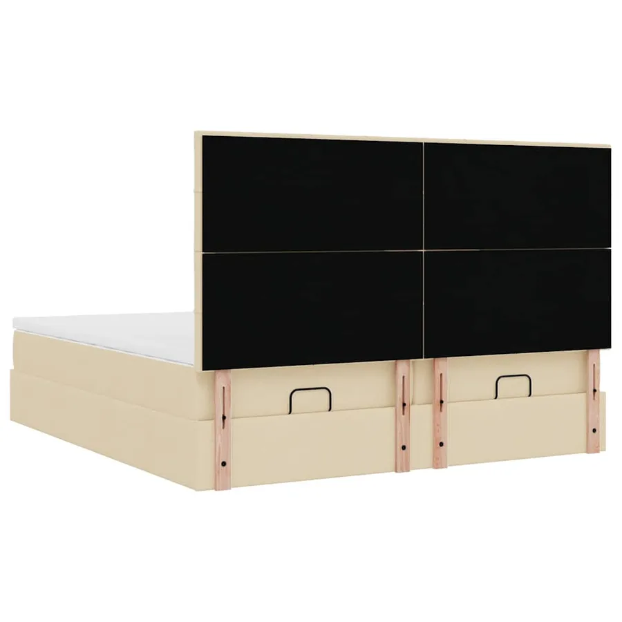 Cadre de lit ottoman avec matelas crème 180x200 cm tissu - 9