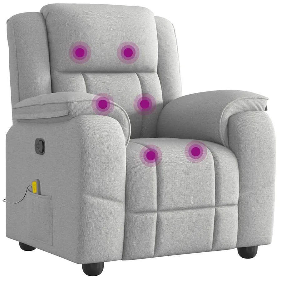Fauteuil de massage inclinable gris nuage tissu - 6