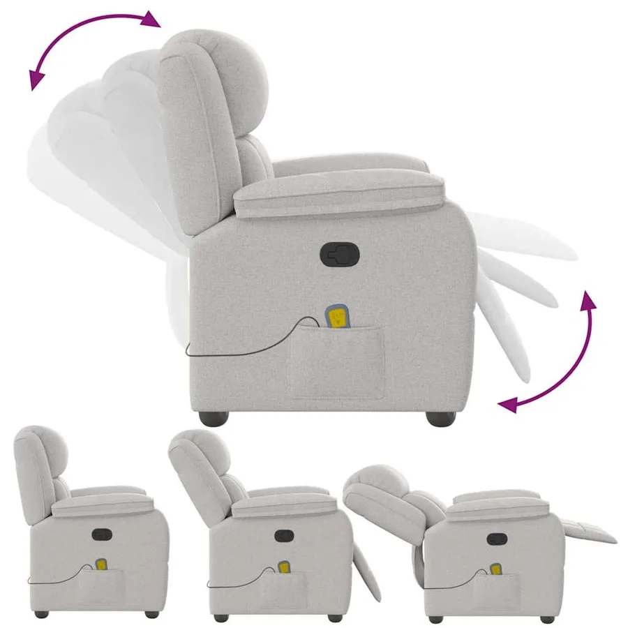 Fauteuil de massage inclinable gris nuage tissu - 7