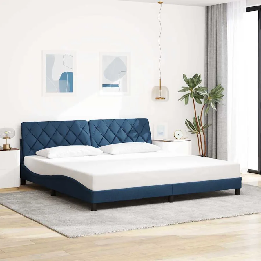 Cadre de lit sans matelas bleu 200x200 cm tissu