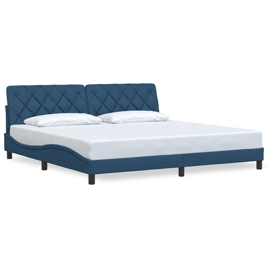 Cadre de lit sans matelas bleu 200x200 cm tissu - 2