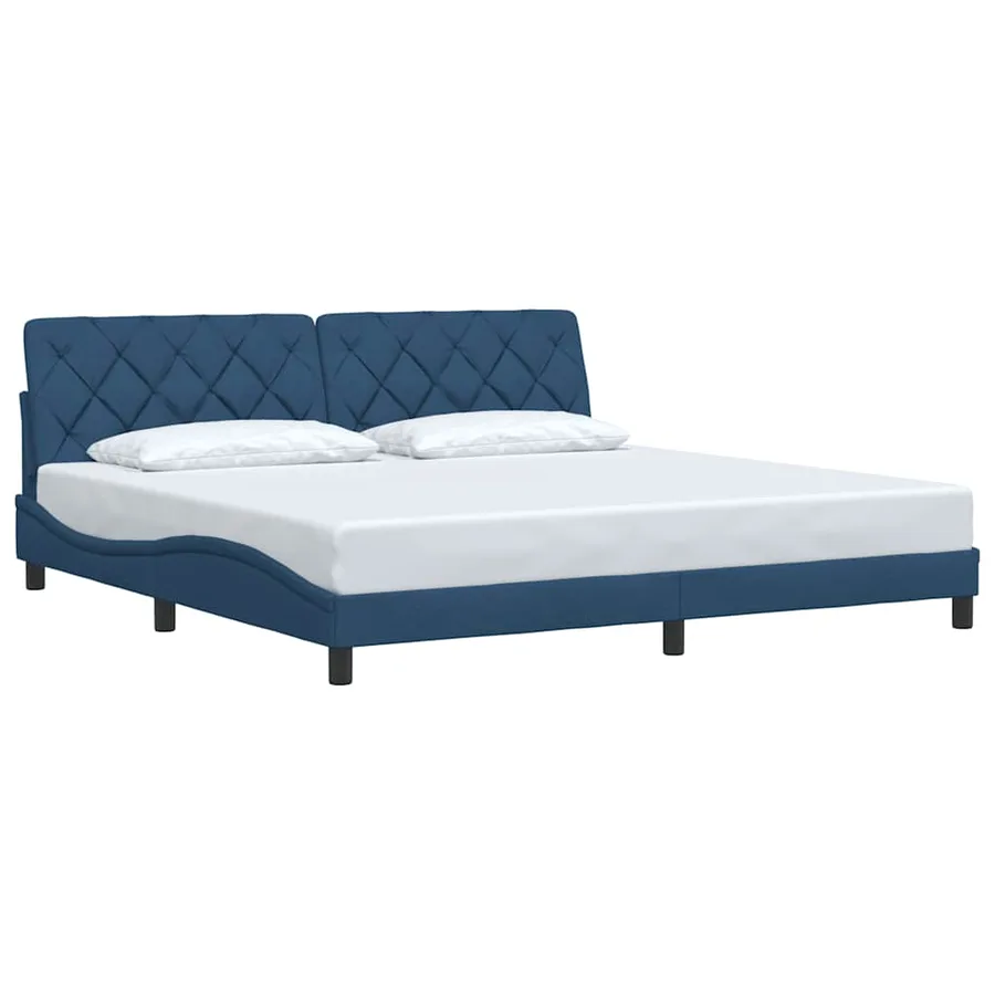 Cadre de lit sans matelas bleu 200x200 cm tissu - 3