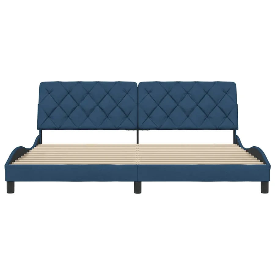 Cadre de lit sans matelas bleu 200x200 cm tissu - 4