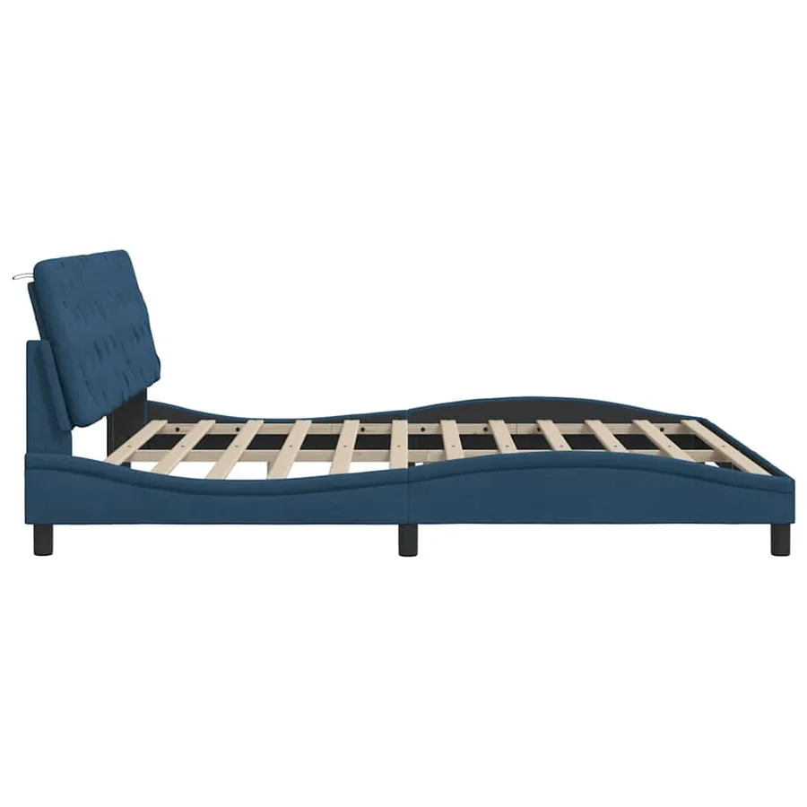 Cadre de lit sans matelas bleu 200x200 cm tissu - 7