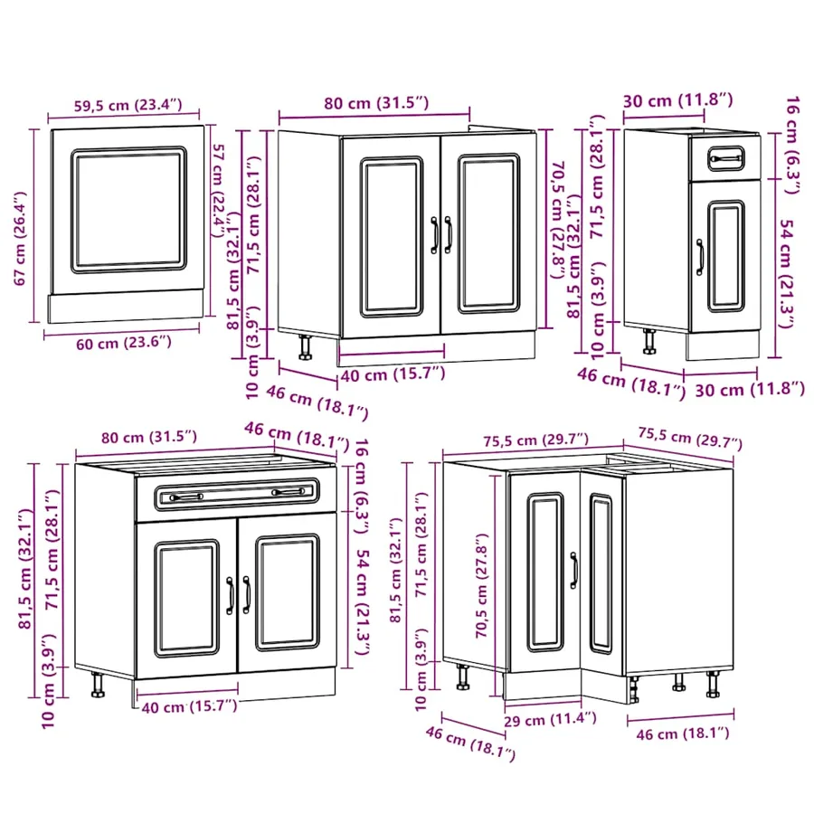 Ensemble d'armoires de cuisine 11 pcs Kalmar bois d'ingénierie - 9