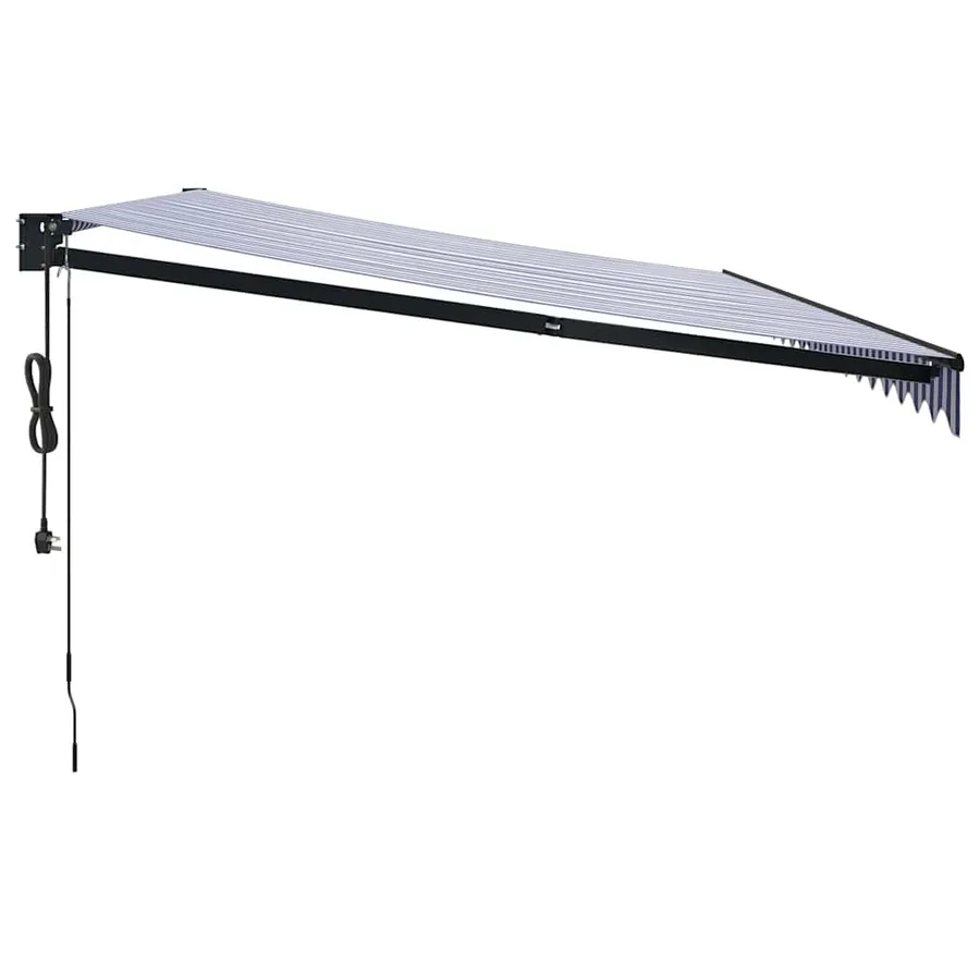 Auvent rétractable automatique bleu et blanc 5x3 m - 6