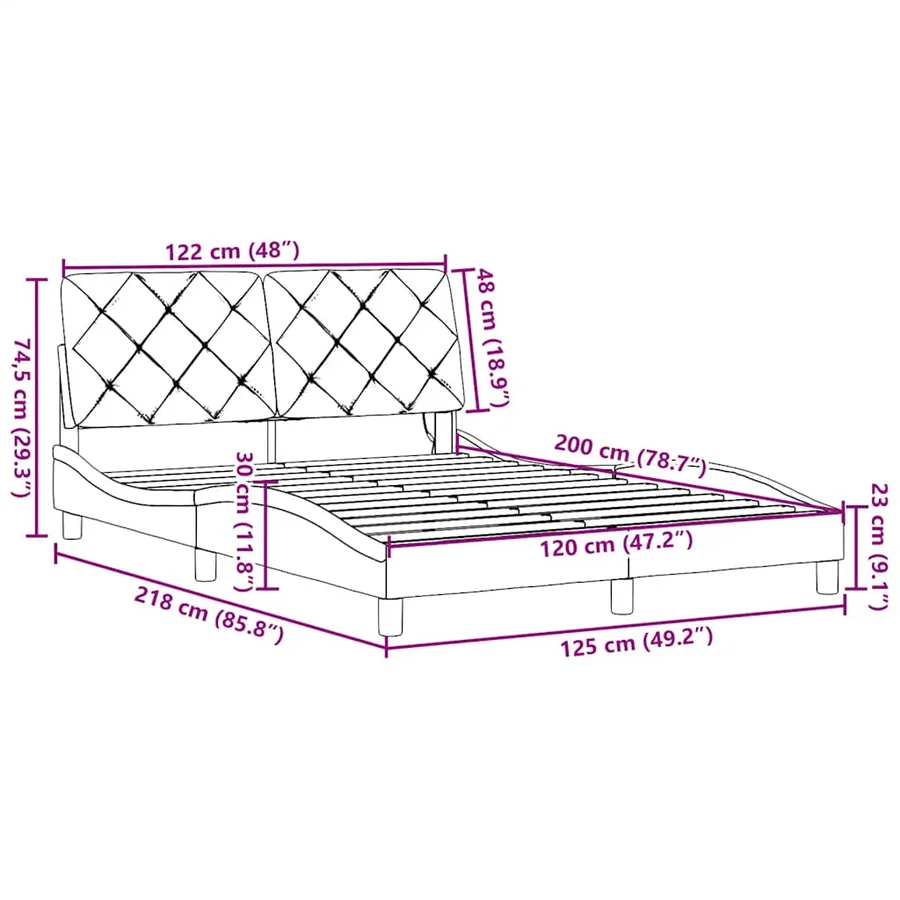 Cadre de lit avec LED sans matelas bleu 120x200 cm tissu - 16