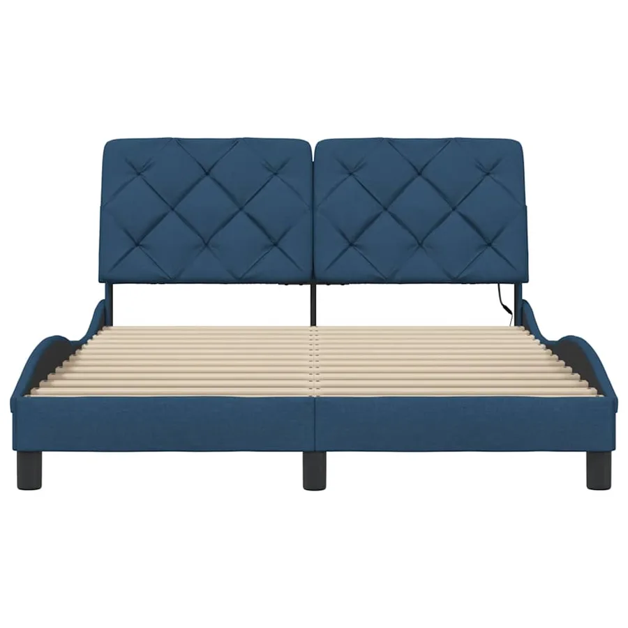 Cadre de lit avec LED sans matelas bleu 120x200 cm tissu - 5