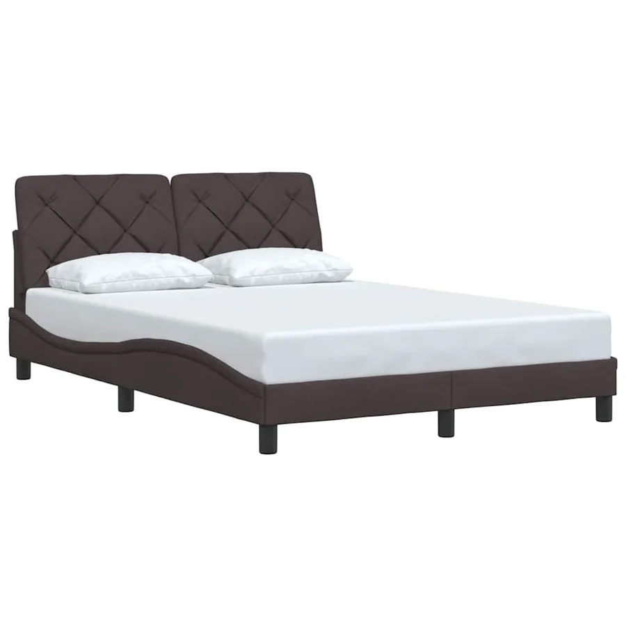 Cadre de lit sans matelas marron foncé 120x200 cm tissu - 2