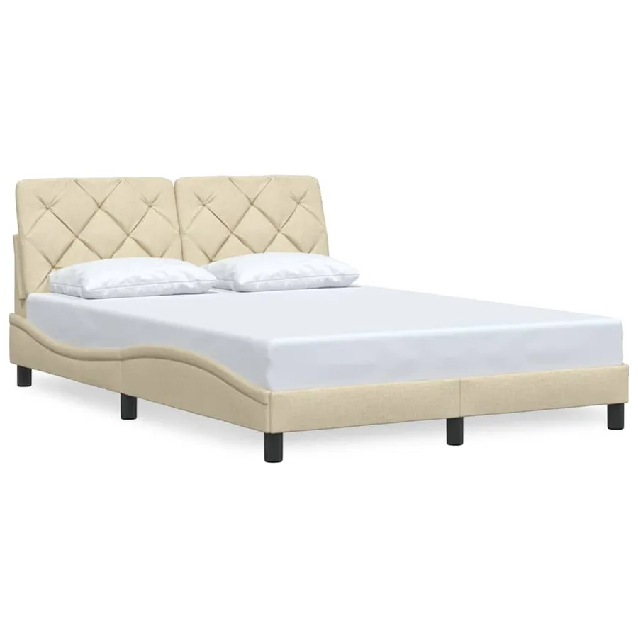Cadre de lit sans matelas crème 120x200 cm tissu - 3