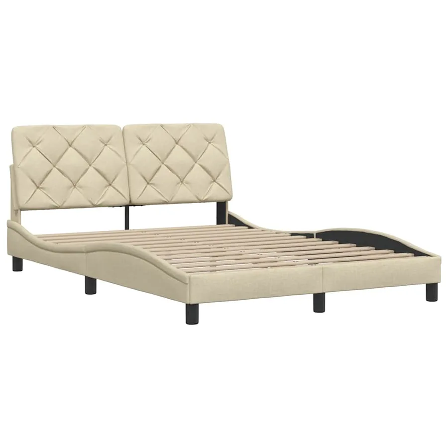 Cadre de lit sans matelas crème 120x200 cm tissu - 4