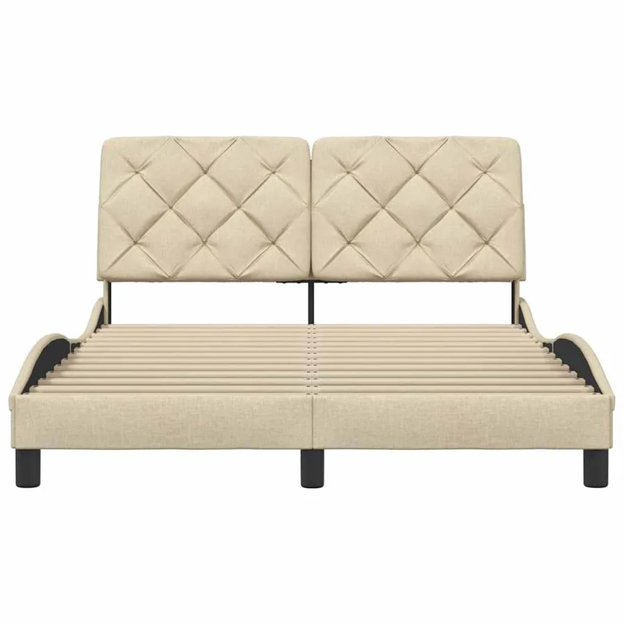 Cadre de lit sans matelas crème 120x200 cm tissu - 5