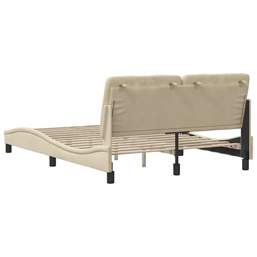Cadre de lit sans matelas crème 120x200 cm tissu - 9