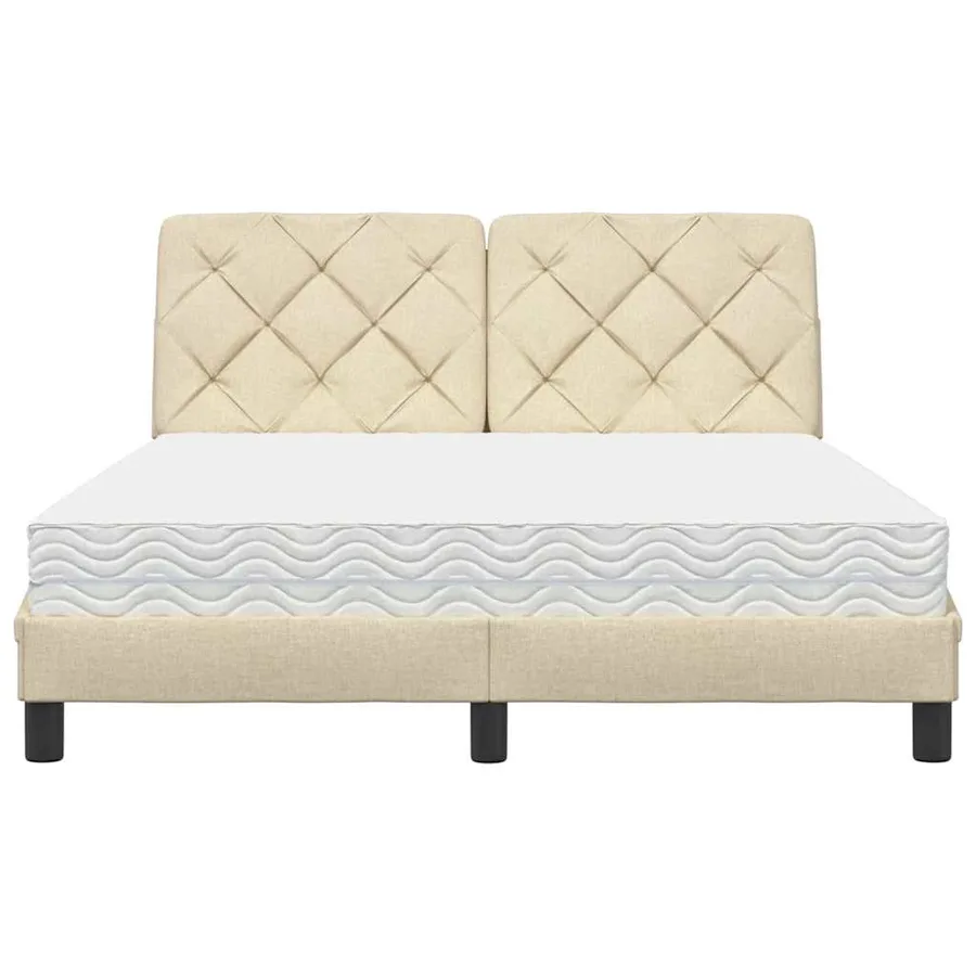 Lit avec matelas crème 120x200 cm tissu - 5