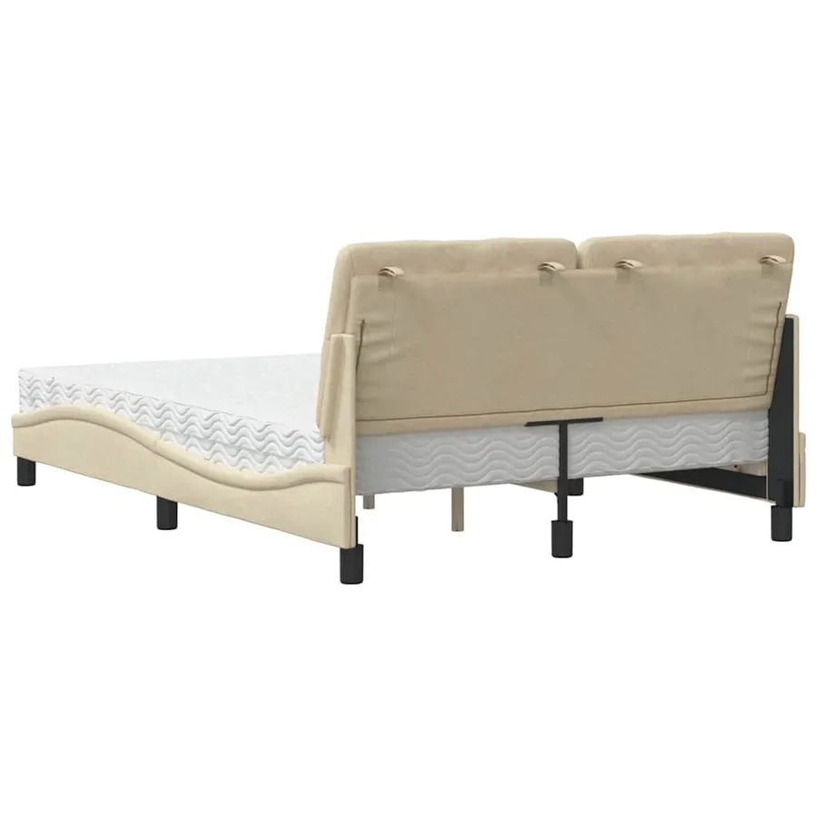 Lit avec matelas crème 120x200 cm tissu - 7