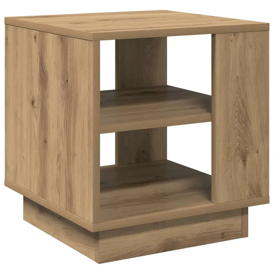 Table basse chêne artisanal 40x40x43 cm bois d'ingénierie - 2