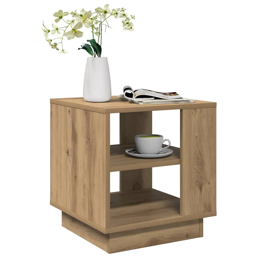 Table basse chêne artisanal 40x40x43 cm bois d'ingénierie - 3