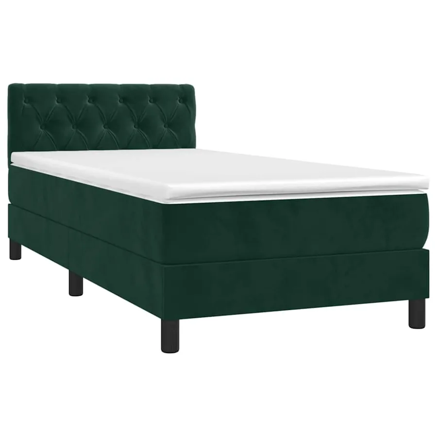 Sommier à lattes de lit et matelas Vert foncé 80x200 cm Velours - 3